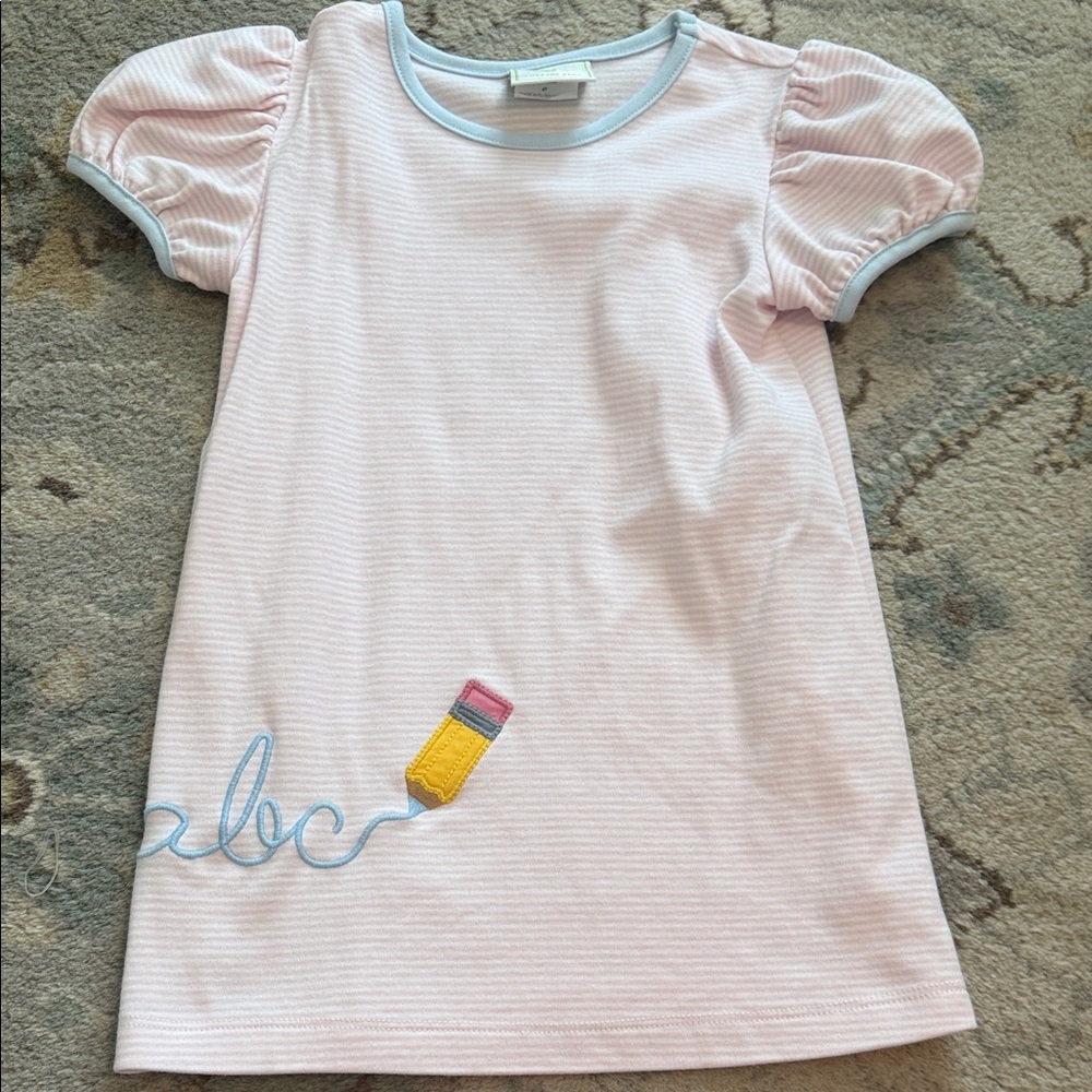 Zuccini Kids Pink Striped Dress with Pencil Embroidery 4T